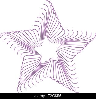 Abstrakte wire-frame Star pattern Violett, von gekrümmten parallelen Linien gebildet. Minimal, einfache grafische Asset, die einfach geformt und gefärbt werden kann Stock Vektor