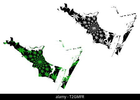 Corpus Christi City (Vereinigte Staaten von Amerika, USA, USA, USA, Usa Städte, usa Stadt) - Karte ist Cannabis Blatt grün konzipiert, die Stadt des Corpus Chr Stock Vektor