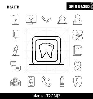 Gesundheit Symbol Leitung für Web, Print und Mobile UX/UI-Kit. Wie zum Beispiel: Monitor, Bildschirm, Gesundheitswesen, Krankenhaus, Medizin, Telefon, Handy, Notfall, Eps 10-V Stock Vektor