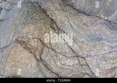 Nahaufnahme der abstrakten rock Muster auf einem Strand auf der Isle of Mull, Hebriden, Schottland, Großbritannien Stockfoto