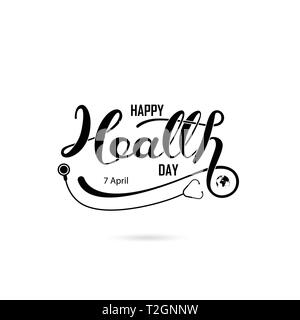 Weltgesundheitstag typografischen Gestaltungselemente. Weltgesundheitstag Schriftzug Symbol. Weltgesundheitstag Schriftzug Symbol. Vector Illustration Stock Vektor