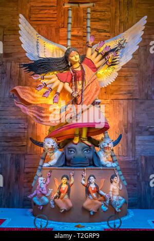 Göttin Durga als Fee in Durga Puja in Kalkutta. Stockfoto