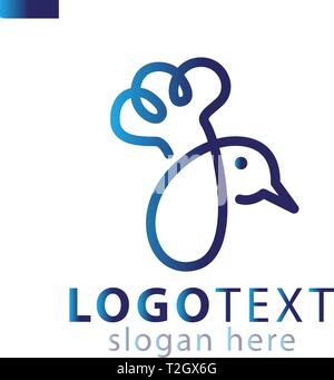 Koch hat und Vogel line logo Symbol vektor Vorlage Stock Vektor