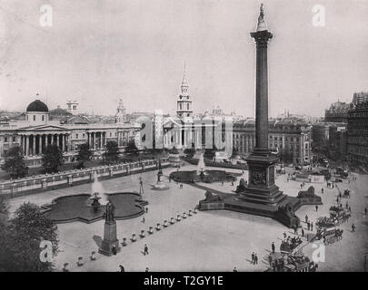 Trafalgar Square, Nelson's Column, National Gallery, und St. Martin-in-the-Fields Stockfoto