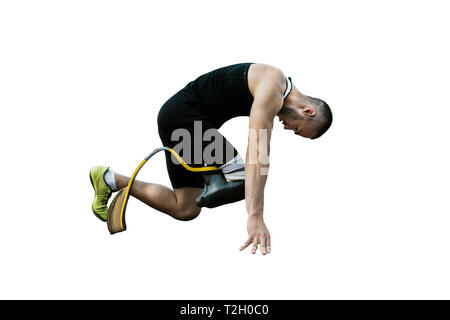 Athlet runner deaktiviert amputee Grundstellungsfahrt Stockfoto