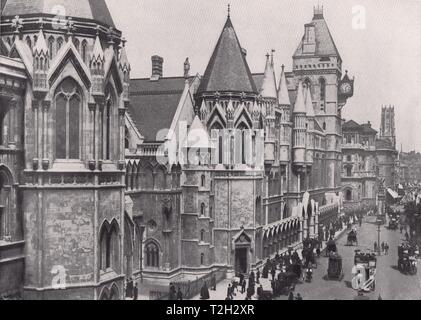 Die Gerichte - Blick nach Osten, der Temple Bar, und Fleet street Über Stockfoto