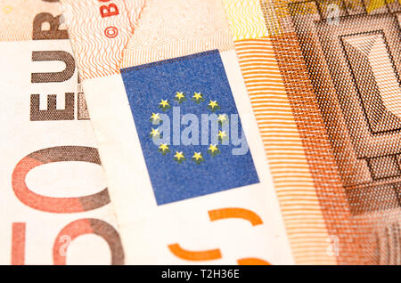 Die banknotenstückelung 50 Euro close-up. Brexite Stockfoto