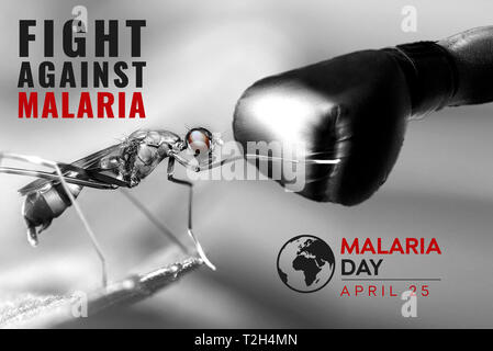 World Malaria Day - April 25 - Illustration - Stanzen ein Moskito - Kampf gegen Malaria Stockfoto