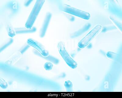 Probiotika Lactobacillus acidophilus. Blaue Farbe. Stockfoto
