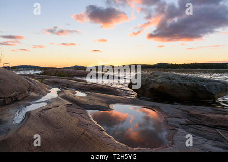 Georgian Bay und Lake Huron bei Dämmerung in Killarney, Ontario, Kanada, Nordamerika Stockfoto