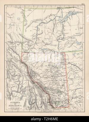 ALBERTA & ATHAB.S.. Provinz Karte w/Canadian Pacific Railroad. JOHNSTON 1901 Stockfoto