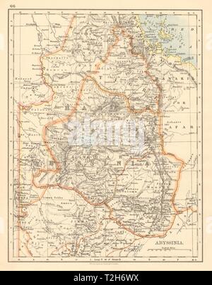 HABESH oder ABESSINIEN Tigre Amhara Shoa Godjam Äthiopien JOHNSTON 1892 alte Karte Stockfoto