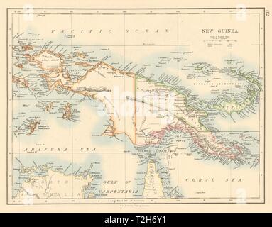 COLONIAL NEW GUINEA Kaiser-wilhelm-Land Britische & Niederländisch Neuguinea 1892 Karte Stockfoto