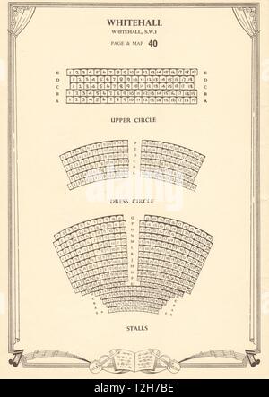 Whitehall Theatre (Trafalgar Studios), Tra. Platz. Vintage Sitzplan c 1955 Stockfoto