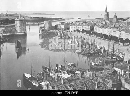 CHARENTE-MARITIME. Port de La Rochelle, eine Marée Basse 1900 alten, antiken Drucken Stockfoto