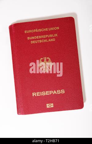 Biometrischer Reisepass der Bundesrepublik Deutschland, der Europäischen Union, Deutschland Stockfoto