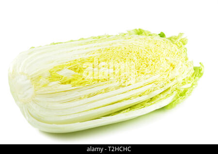 Napa cabbage die Hälfte auf weißem Hintergrund. Stockfoto