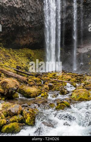 Wasserfall stürzt über Felsvorsprung, Tamanawas fällt, wilden Fluss Cold Spring Creek, Oregon, USA Stockfoto