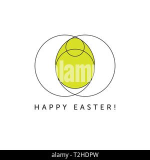 Modernes, minimalistisches Spring Green Easter Egg isoliert Gruß Design Karte für Designer Stock Vektor