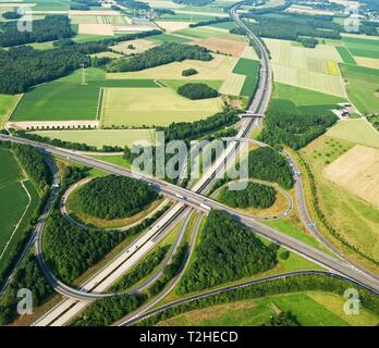 Autobahnkreuz Mönchengladbach, A 61, Luftaufnahme, Deutschland Stockfoto