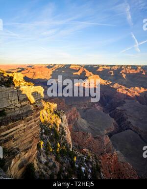 Schlucht des Grand Canyon, Canyon Landschaft, Colorado River, Ansicht von Rim laufen, erodierten Felsformationen, South Rim, Grand Canyon National Park Stockfoto