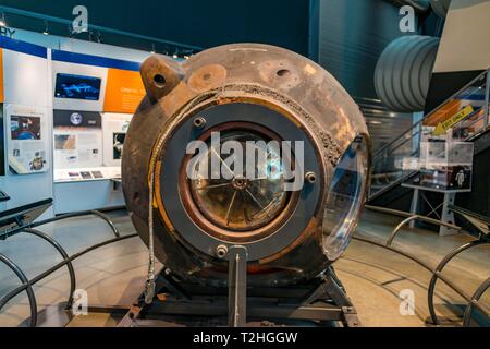 Sojus Raumschiff capsule, bemannten Modul, das Museum der Flug, Seattle, Washington, USA Stockfoto