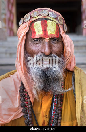 Portrait von Sadhu in Pushkar, Rajasthan, Indien, Asien Stockfoto