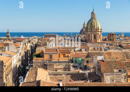 Blick von der Kirche Santissimo Salvatore über die Altstadt, Palermo, Sizilien, Italien, Europa Stockfoto