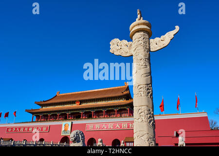 Tiananmen, oder das Tor des Himmlischen Friedens, die Verbotene Stadt, Beijing, China, Ostasien Stockfoto