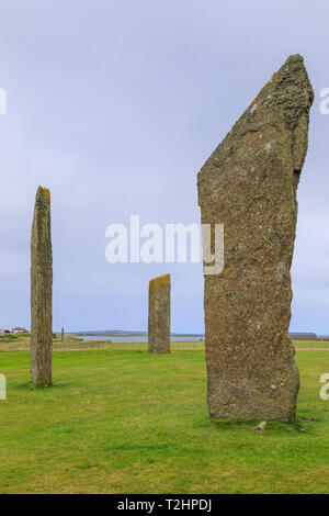 Stehende Steine von Stenness in Orkney Inseln, Schottland, Europa Stockfoto