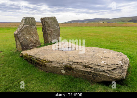 Stehende Steine von Stenness in Orkney Inseln, Schottland, Europa Stockfoto