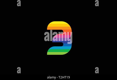 Regenbogen Farbe farbig bunt Anzahl 3 Logo Design geeignet für ein Unternehmen oder ein Geschäft Stock Vektor