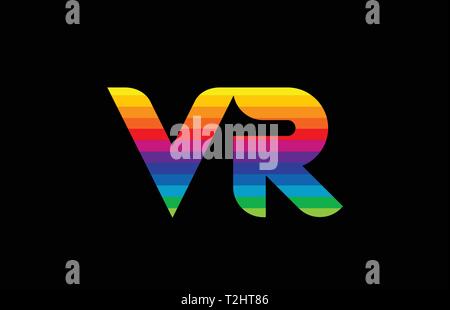 Regenbogen Farbe farbig bunt Buchstaben vr v r logo Kombination design geeignet für ein Unternehmen oder ein Geschäft Stock Vektor