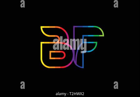 Regenbogen Farbe farbig bunt Buchstaben bf b f logo Kombination design geeignet für ein Unternehmen oder ein Geschäft Stock Vektor