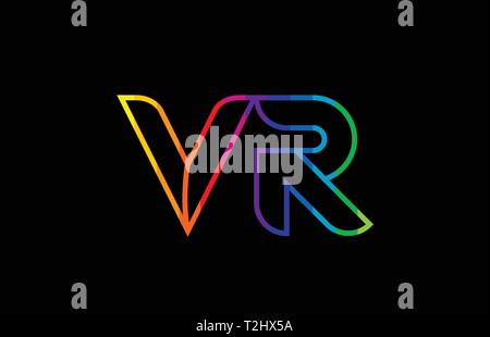 Regenbogen Farbe farbig bunt Buchstaben vr v r logo Kombination design geeignet für ein Unternehmen oder ein Geschäft Stock Vektor