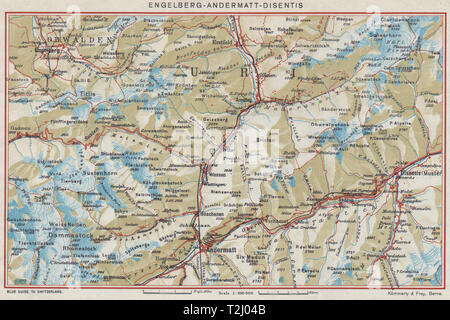 ENGELBERG ANDERMATT DISENTIS - SEDRUN. Uri Graubünden Bern. Vintage Karte 1948 Stockfoto