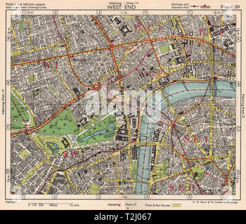 Im Londoner West End. Soho Mayfair Marylebone Lambeth Holborn. Speck 1948 alte Karte Stockfoto