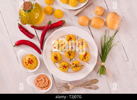 Herzogin Kartoffeln Sandwiches. Stockfoto