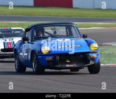 David Tomkinson, Triumph Spitfire, 70er Sport Straße Meisterschaft, HSCC, Öffner, Samstag, den 30. März 2019, Donington Park, Rundstrecke, CJM Stockfoto