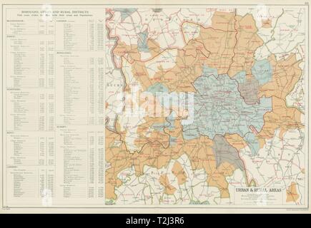 LONDON, städtischen Bezirken, Stadtteilen und ländlichen Gebieten. Speck 1934 Karte Stockfoto