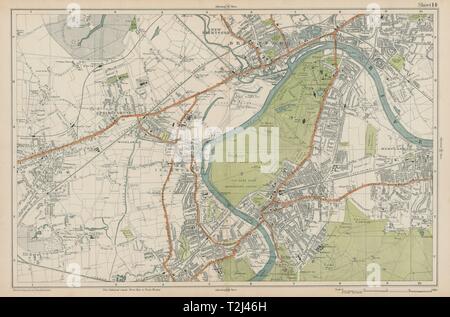 RICHMOND/London Kew Isleworth Brentford Spring Grove Mortlake. Speck 1919 Karte Stockfoto