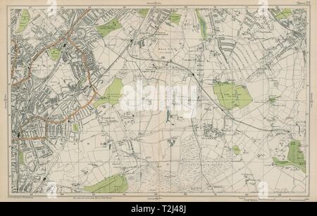 CROYDON Beckenham Woodside W Wickham Elmers End Norwood Hayes. Speck 1919 Karte Stockfoto