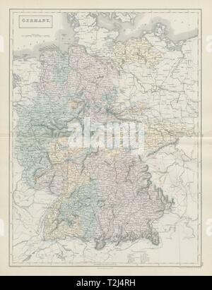 Deutschland zeigen Staaten, von SIDNEY HALL 1856 alte antike vintage Karte plan plan Stockfoto