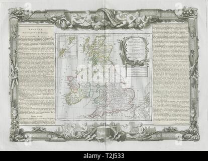 'Les Isles Britanniques". Britische Inseln. DESNOS/DE LA TOUR 1771 alte Karte Stockfoto