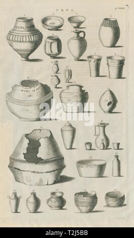 Romano-British Urnen. Antike Drucken 1789 alte vintage Bild Stockfoto