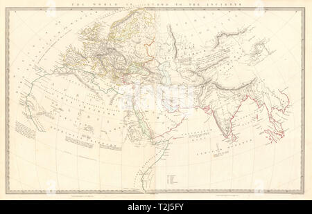 Weltweit bekannt zu alten. Herodot Ptolemäus Plinius Hanno. Auf 2 Blatt 1845 Karte Stockfoto
