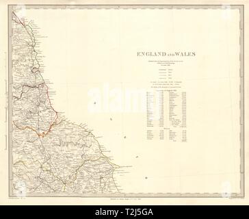 NORTH EAST ENGLAND KÜSTE. North York Moors. Yorkshire Durham & C. SDUK 1845 Karte Stockfoto