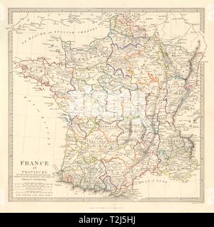 Frankreich IN DEN PROVINZEN. Zeigt Provinzen <1790. Original hand Farbe. SDUK 1845 Karte Stockfoto