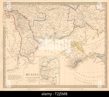 UKRAINE MOLDAU Podolien anbrachte Bessarabien Kherson Taurischen Krim Odessa. SDUK 1845 Karte Stockfoto