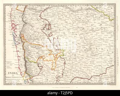 Indien III BOMBAY VORSITZ und Hyderabad. Bijapur Aurangabad Mumbai SDUK 1846 Karte Stockfoto